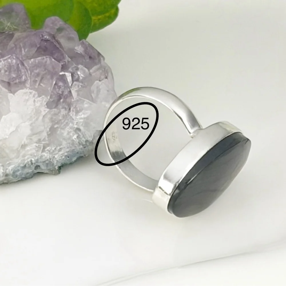 Purple Labradorite Ring Size 7 1/4 7.25 Pure Sterling Silver 925 Boho New